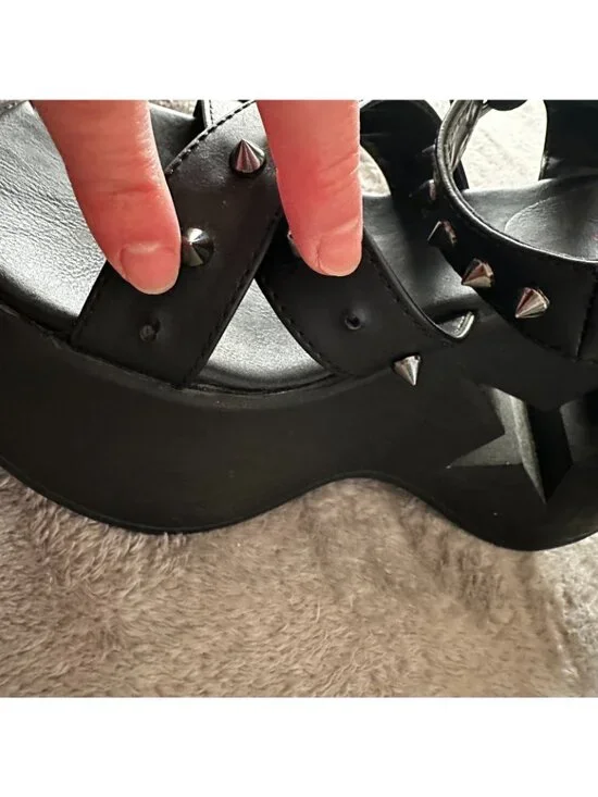 Demonia Dynamite-02 Black Star Cutout Platform Sandals Shoes Women's 8 - Picture 4 of 8